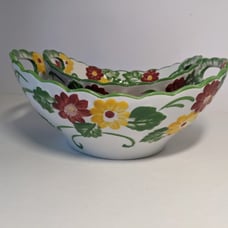 Temp-tations by Tara Floral Embroidery Nesting Bowls Red Yellow Flowers