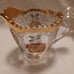 Sugar & creamer set with lid vintage roses sketched on glass