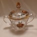 Sugar & creamer set with lid vintage roses sketched on glass