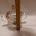 Sugar & creamer set with lid vintage roses sketched on glass