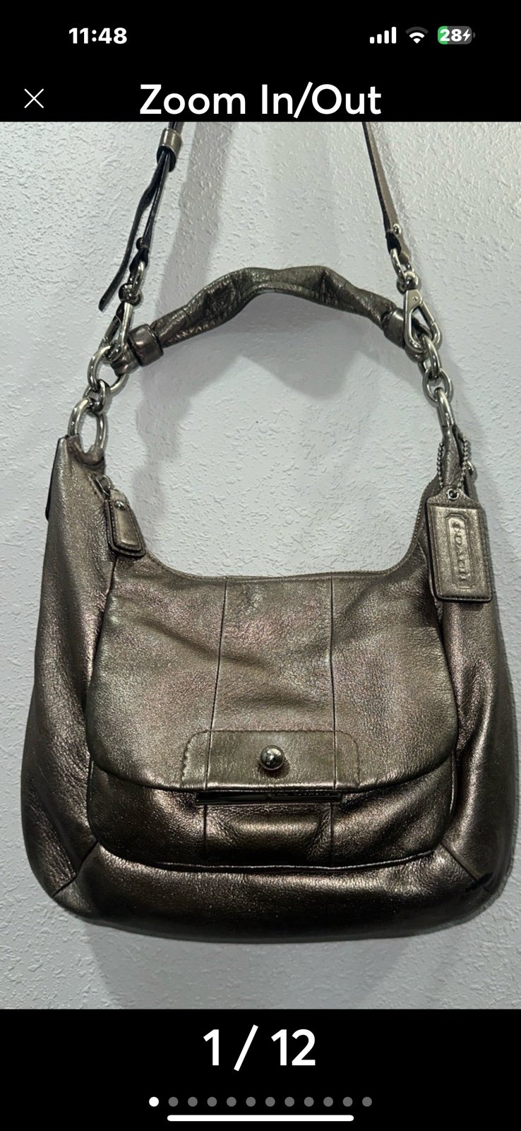 Coach 14769 Metallic Gold Leather Convertible Hobo Shoulder Crossbody 18810