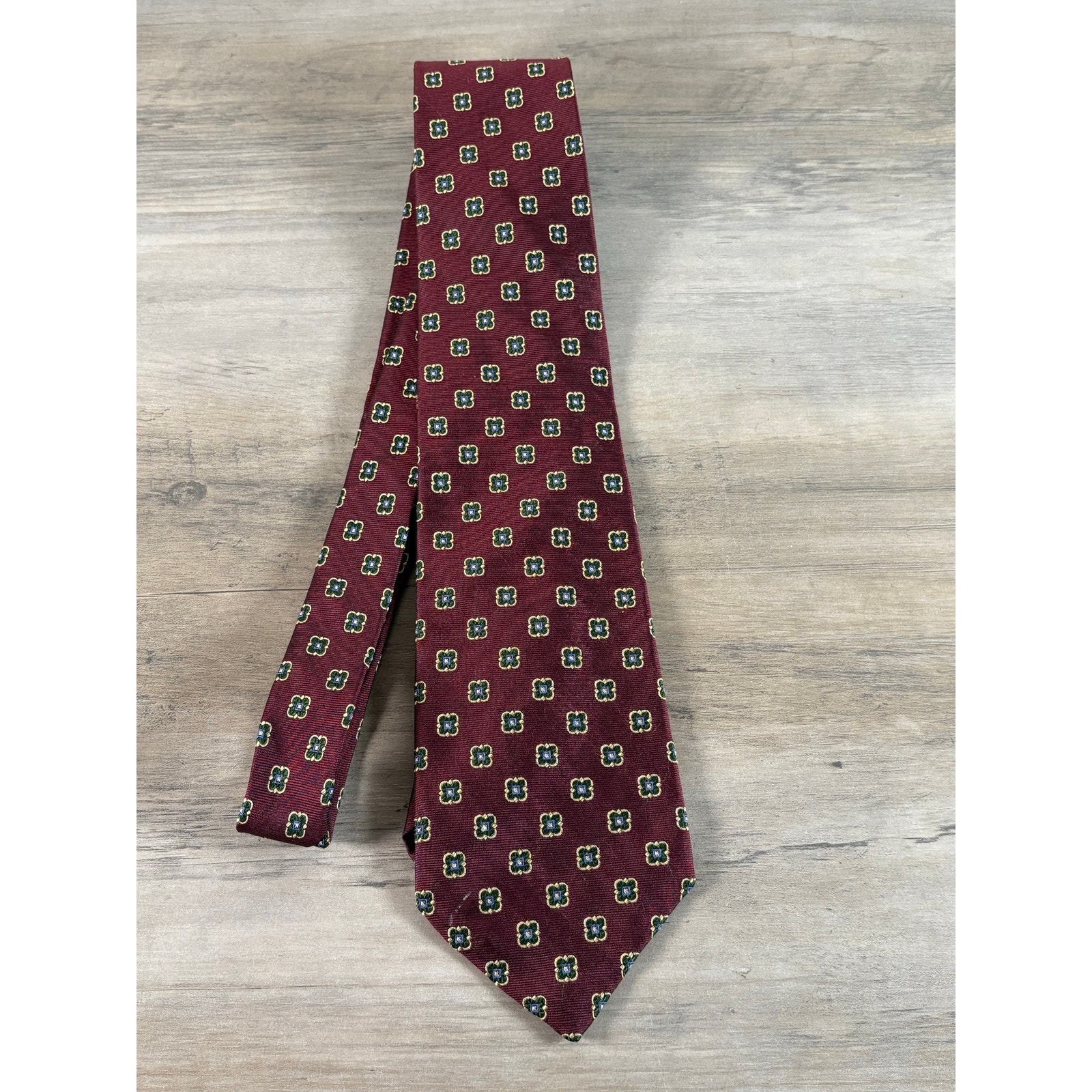 Lauren Ralph Lauren Red Green Hand Made Silk Tie Necktie Men's EUC