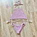 She Made Me Dhari Crochet Halter Bikini Top & Bottom Set in Lavender Purple M/L