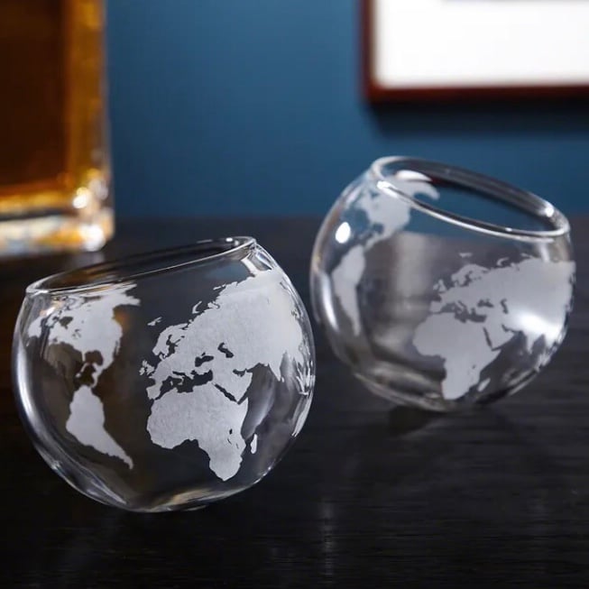 Continental World Globe Rolling Rocks Glasses