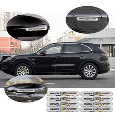 NEW 8PCS MUGEN Real Carbon Fiber Silver Car Trunk Fenders Door Badge Sticker