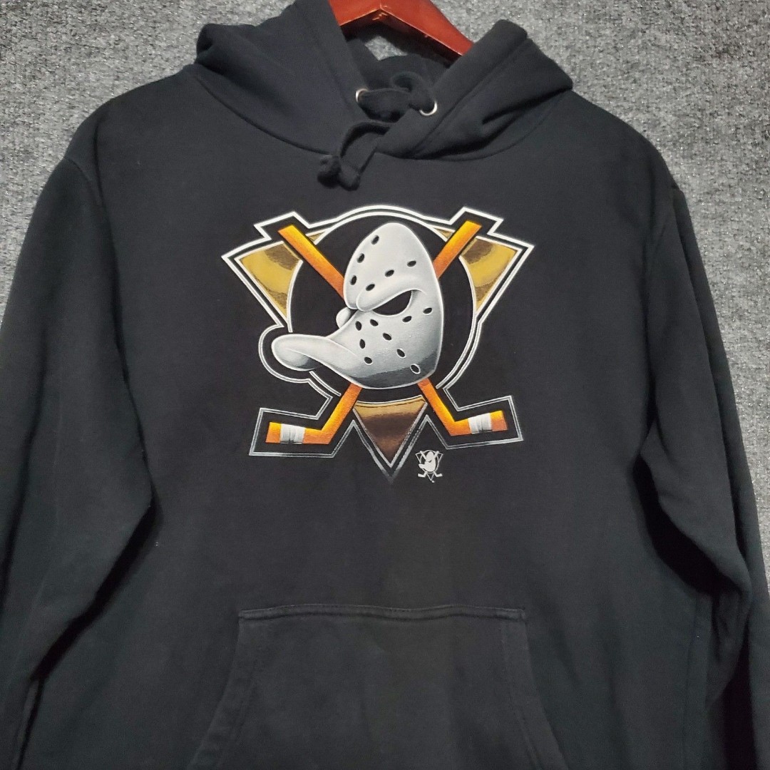 Anaheim Mighty Ducks Hoodie Mens M Black Hockey Pullover Fanatics Sweatshirt
