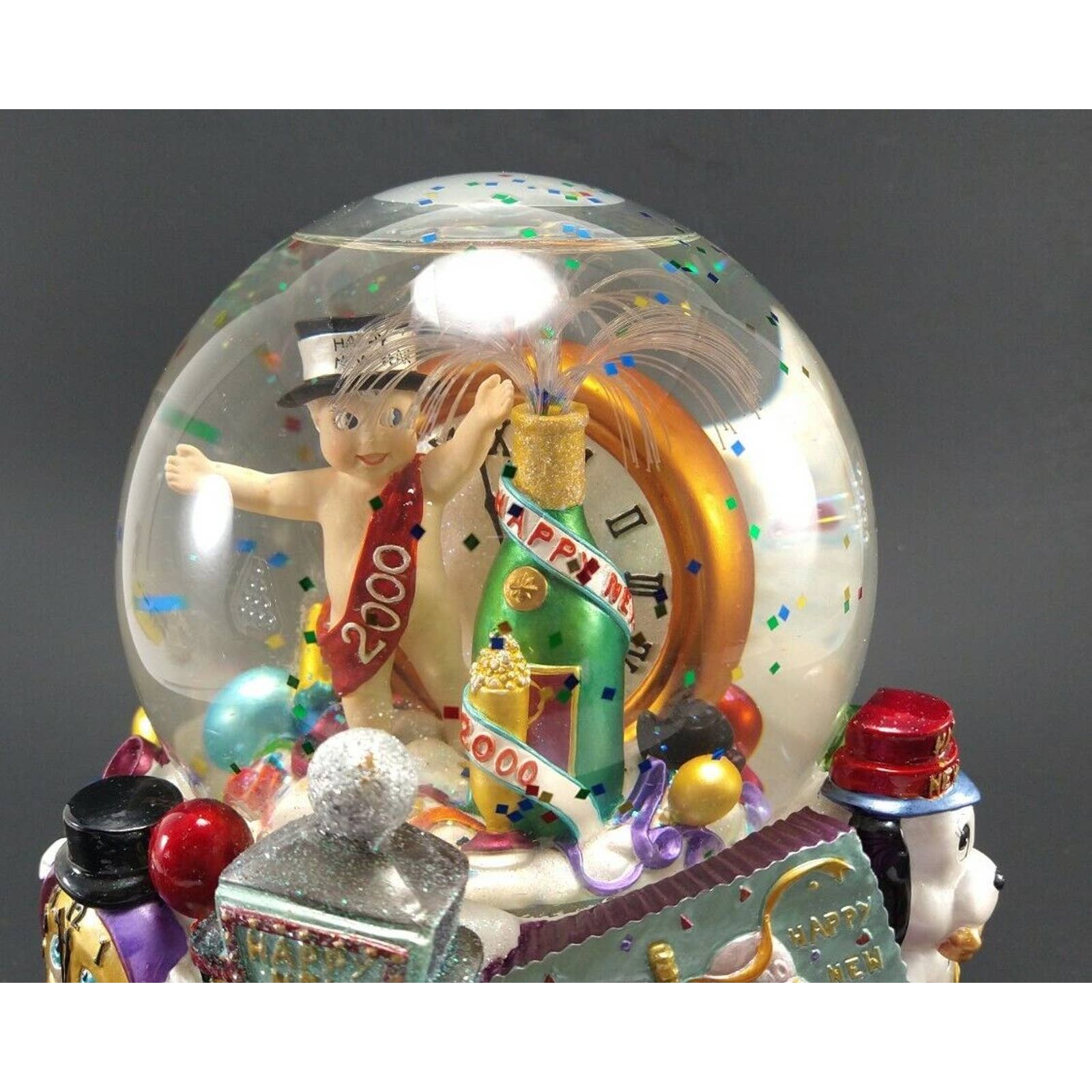 Christopher Radko Millennium 2000 New Year's Musical Snow Globe WORKS w/ BOX