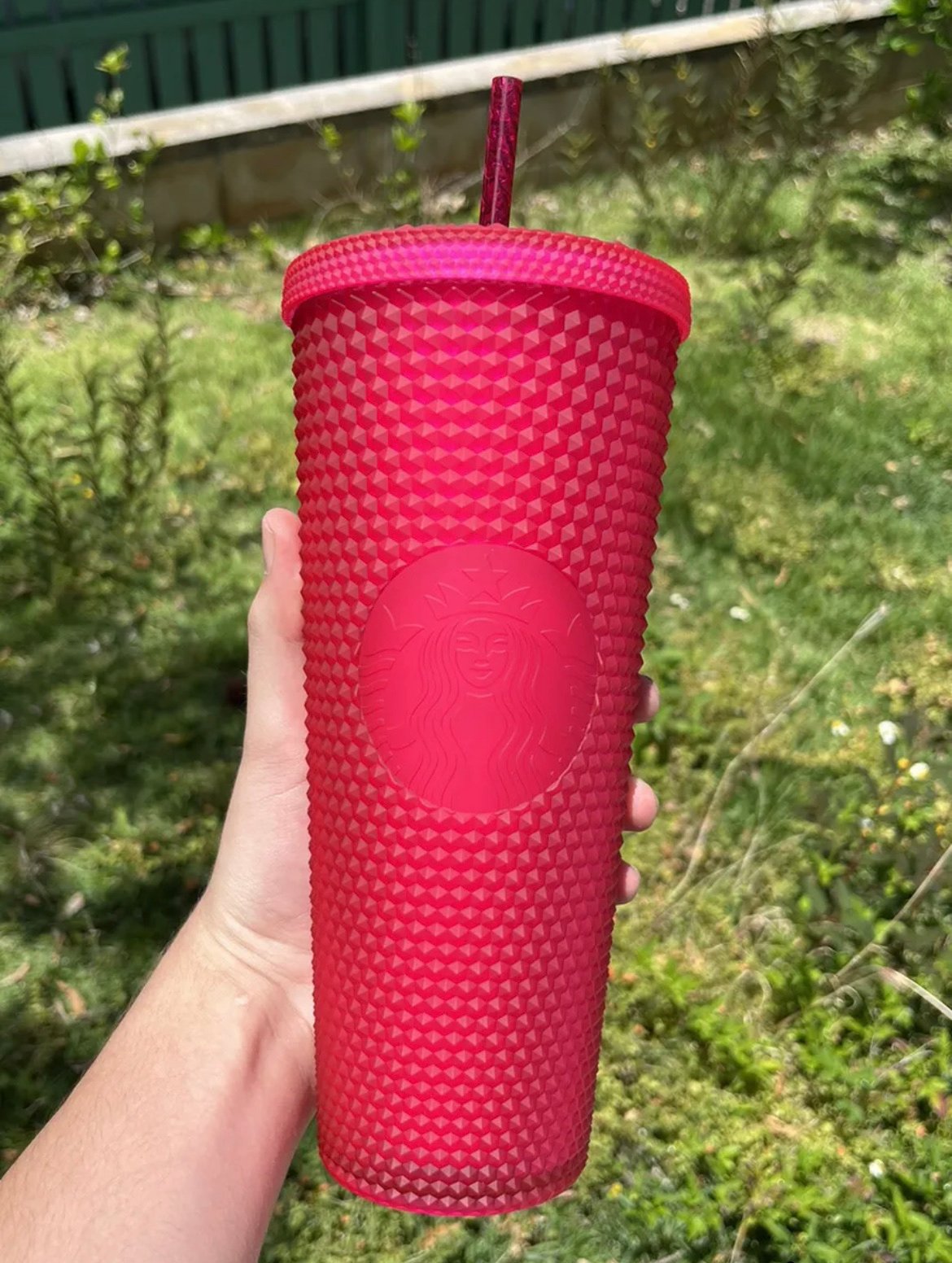 Starbucks 2023 Ruby Jelly Hot Pink Soft Touch Studded Tumbler (Cold Cup) 24 oz