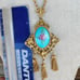 Antique guilloche enameled pendant necklace