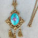 Antique guilloche enameled pendant necklace