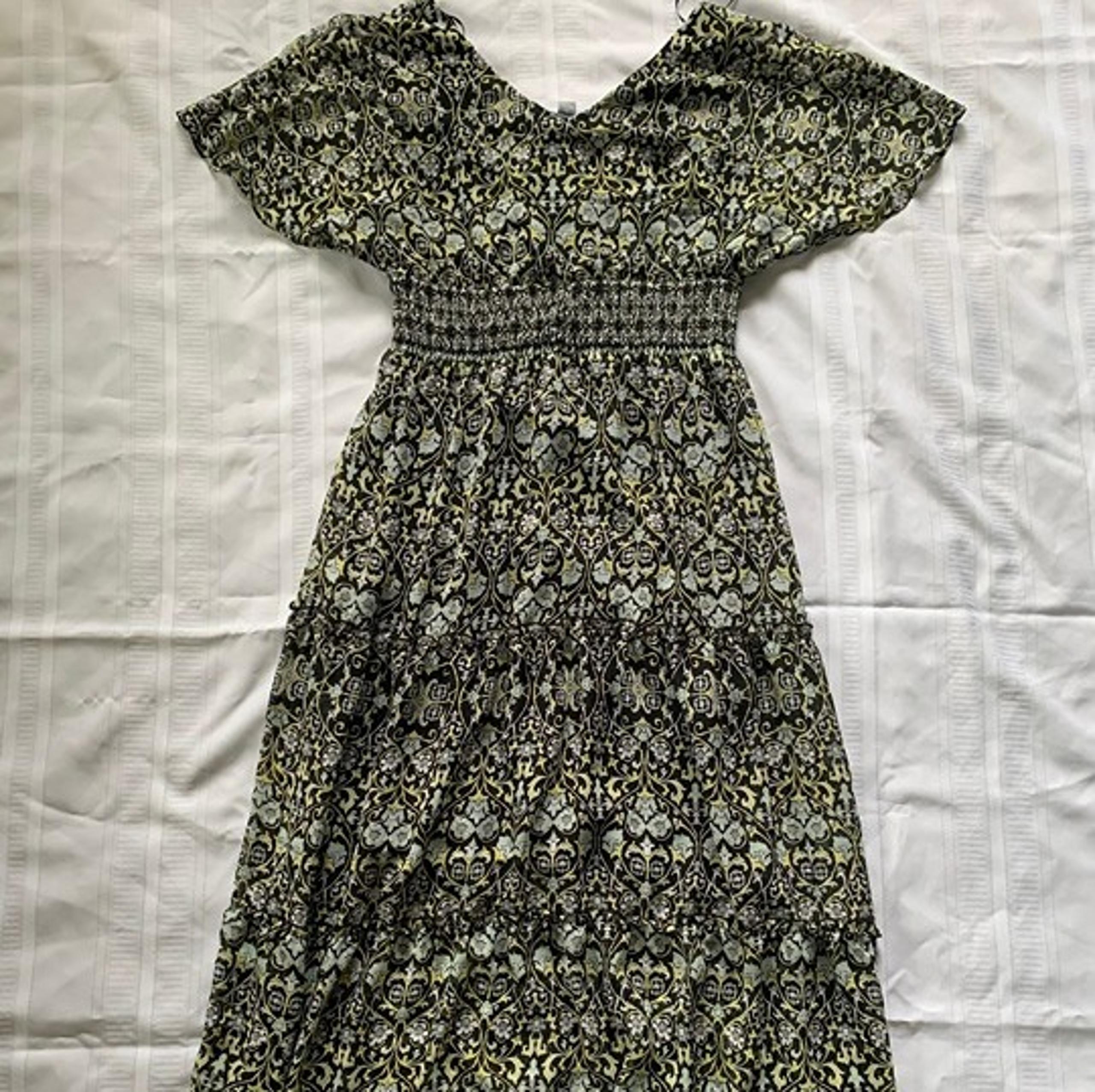Rabbit Designs - Black Floral Chiffon Frill Maxi Dress - Women's Size 16