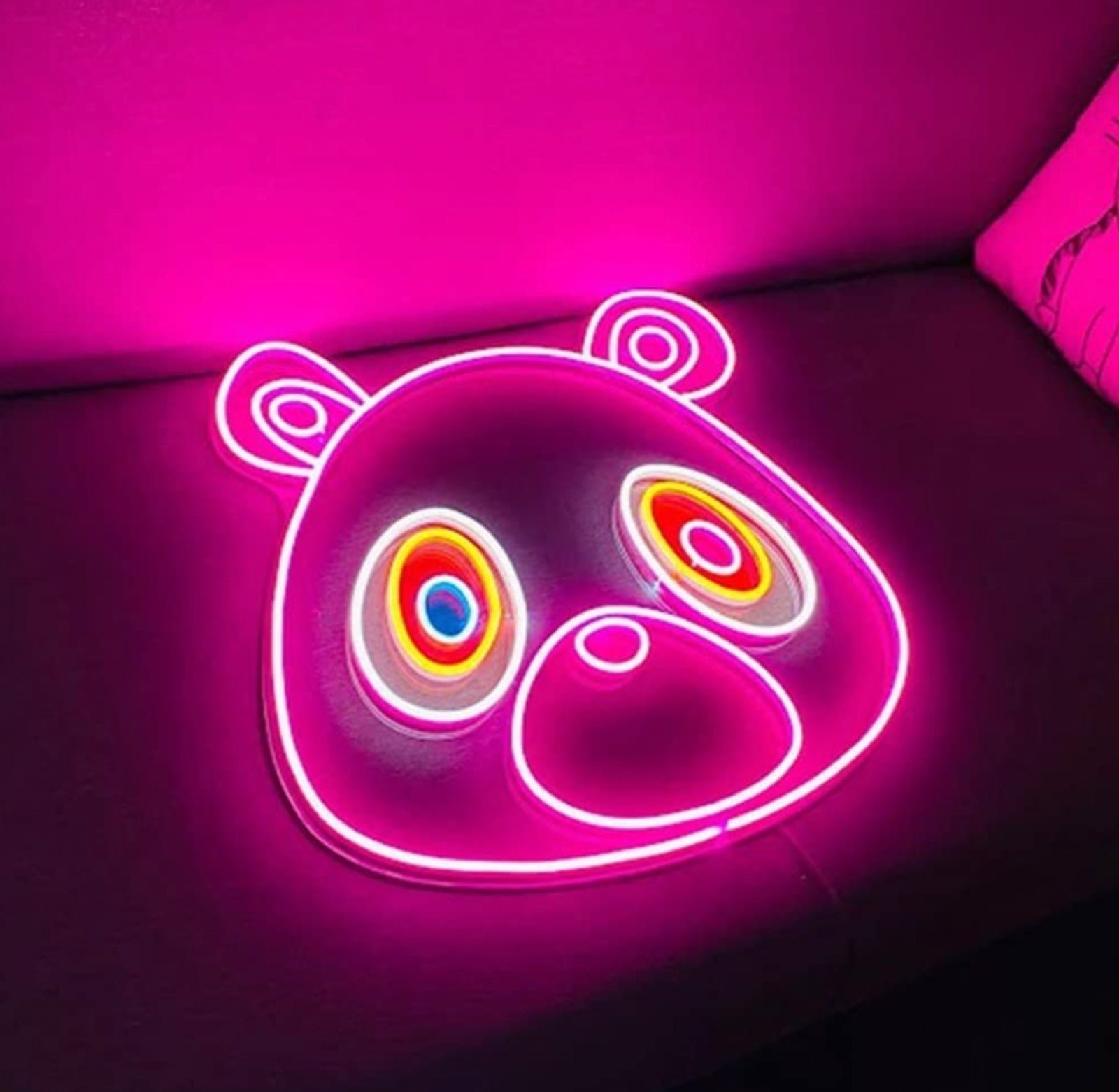 Fun Bright Pink Kanye West Dropout Bear LED Light Room Decor