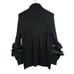 NWT Chicos Faux Fur-Trimmed Knit Turtleneck Sweater SZ 1/M Bishop Sleeves Black