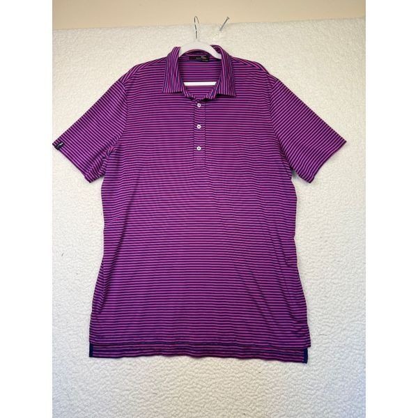 RLX Ralph Lauren Polo Golf Performance Shirt Men Pink Purple Stripe Size XLarge