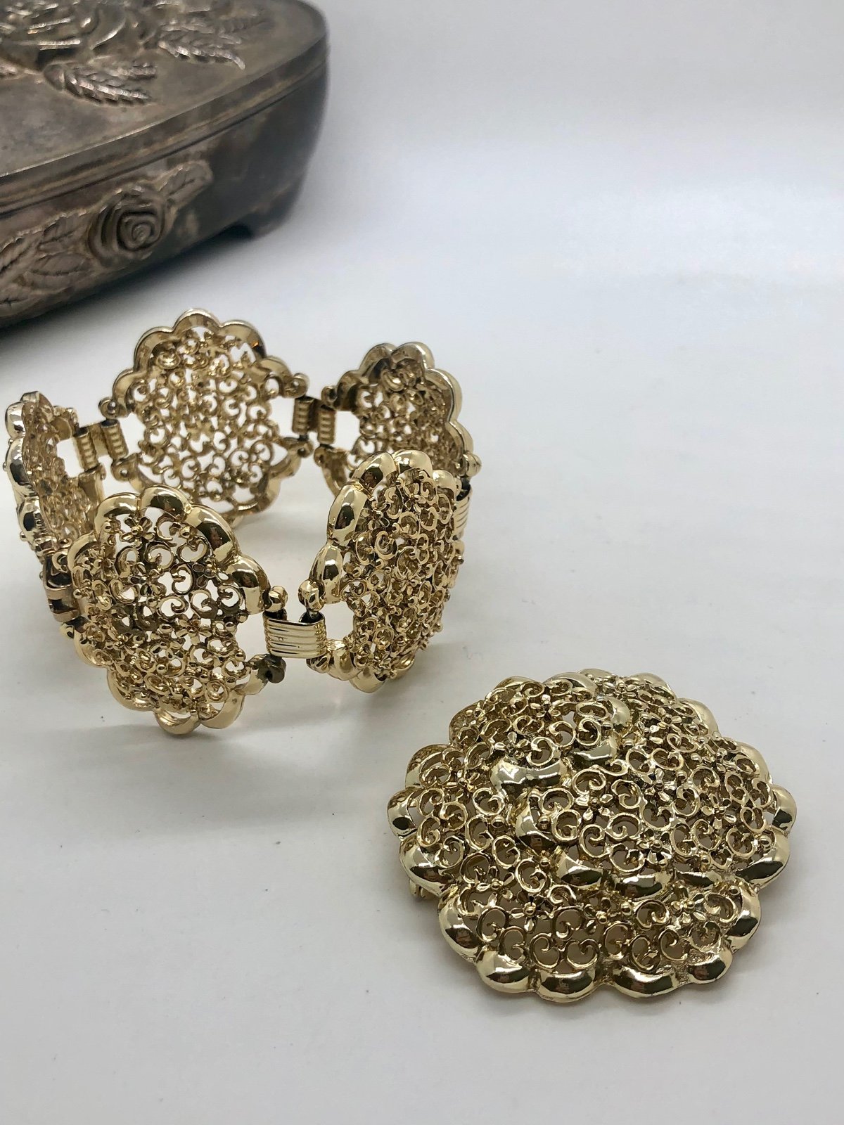Vintage Ornate Bracelet & Pendant
