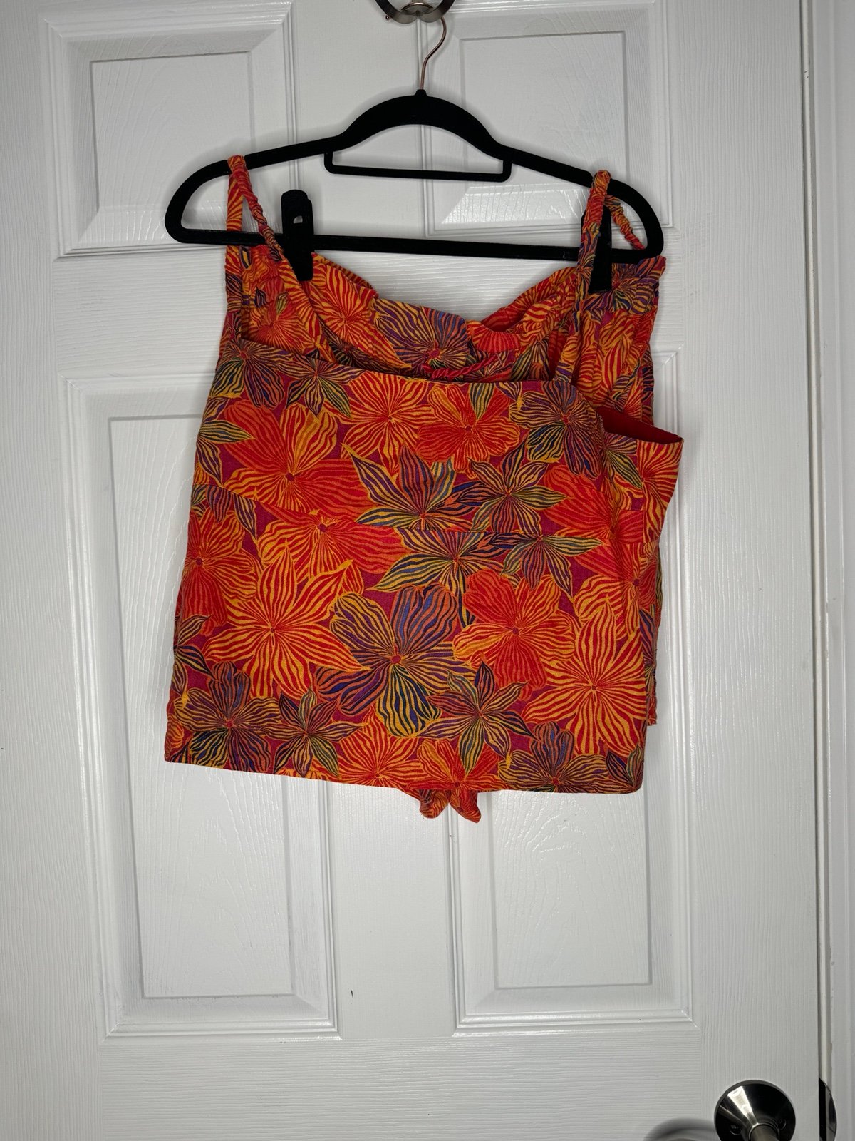 HOUSE OF HARLOW 1960 Tropical Floral Backless Tank And Shorts Set Linen Blend M