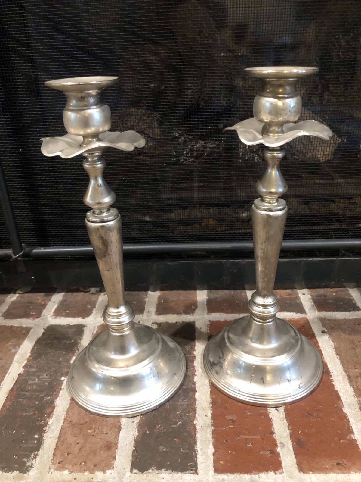 pair of vintage silver plated candlestick holders 11.5” each