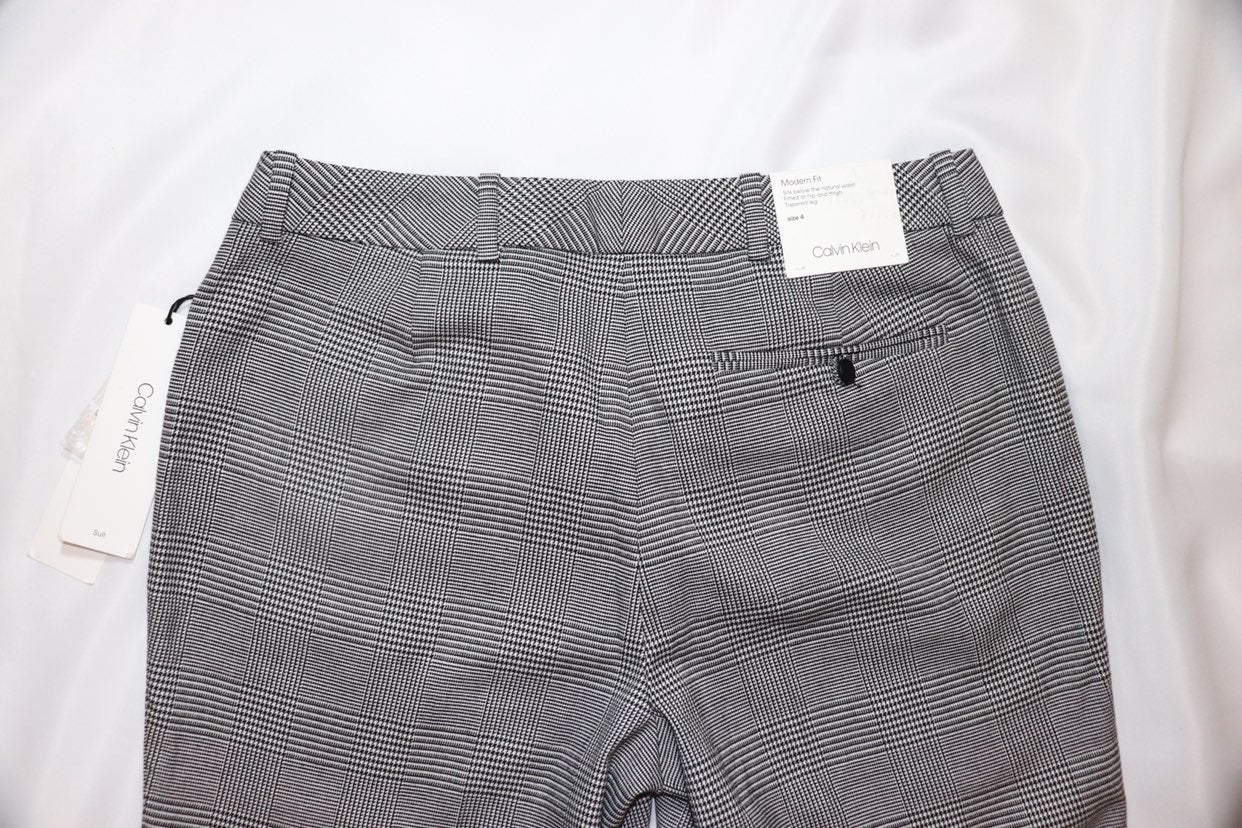 Calvin Klein Modern Fit Suit Pants - Size 4, Black & White Houndstooth - NWT!!