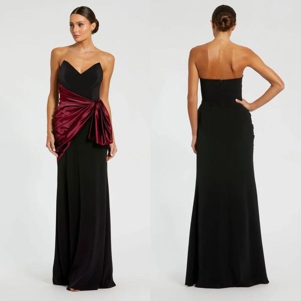 Mac Duggal Black Two Tone Draped Strapless Trumpet Gown Size 14 Formal Gown