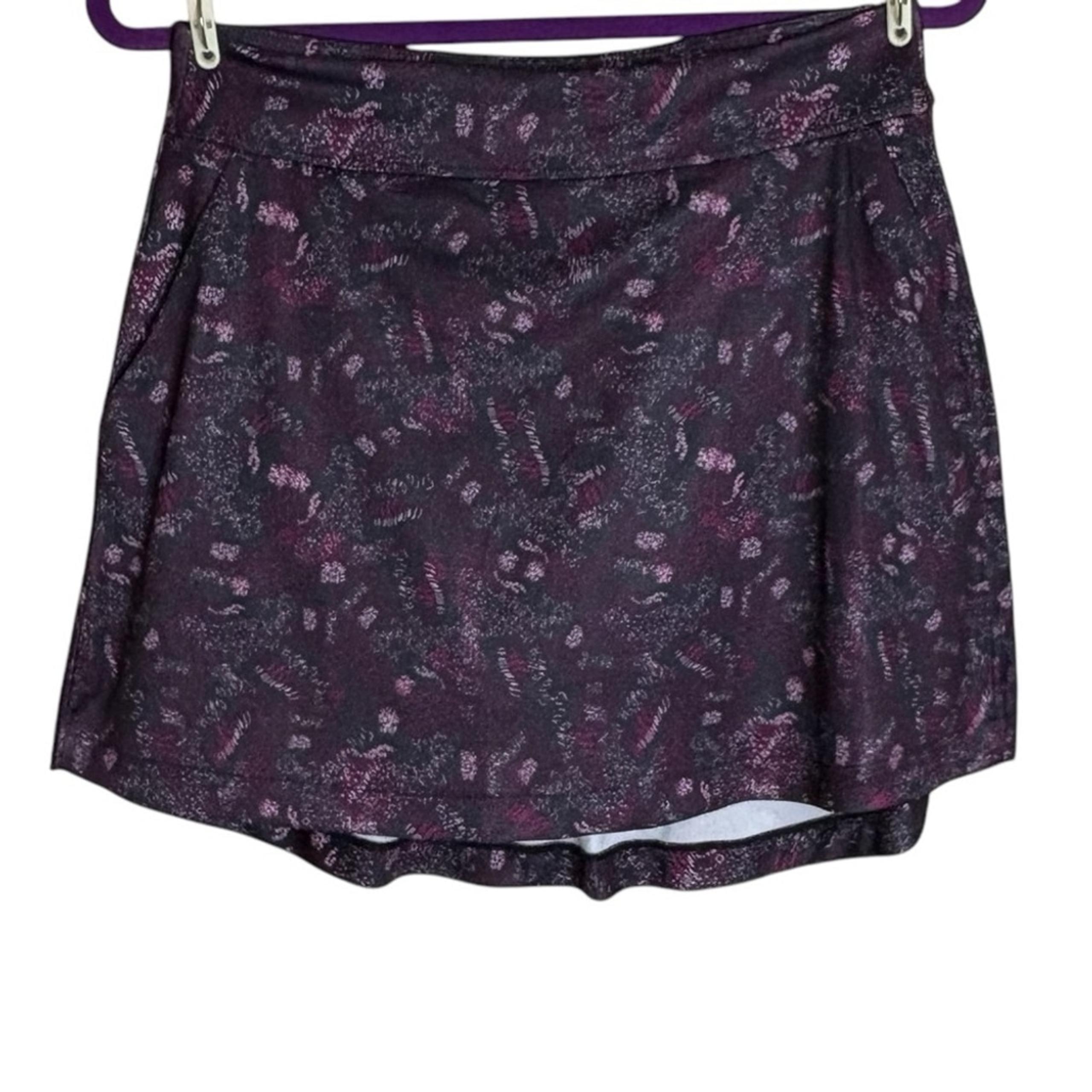 Greg Norman Women's sz Small Black Monet Floral Purple Print Golf Skort New