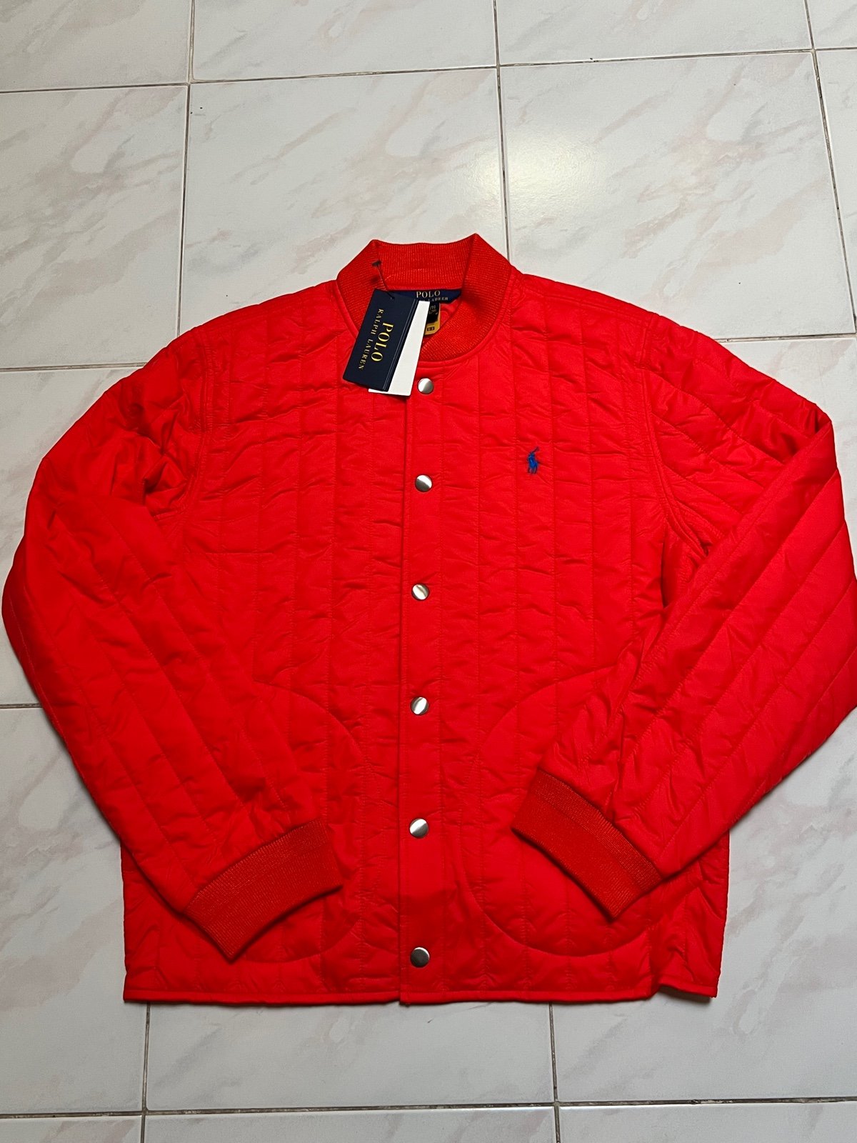 Polo Ralph Lauren light puffer nylon coral orange boys XL button jacket 18-20