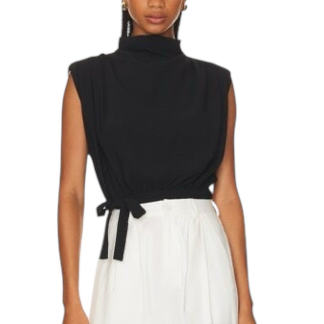 Amanda Uprichard Black Tie Front Justin Top Blouse L