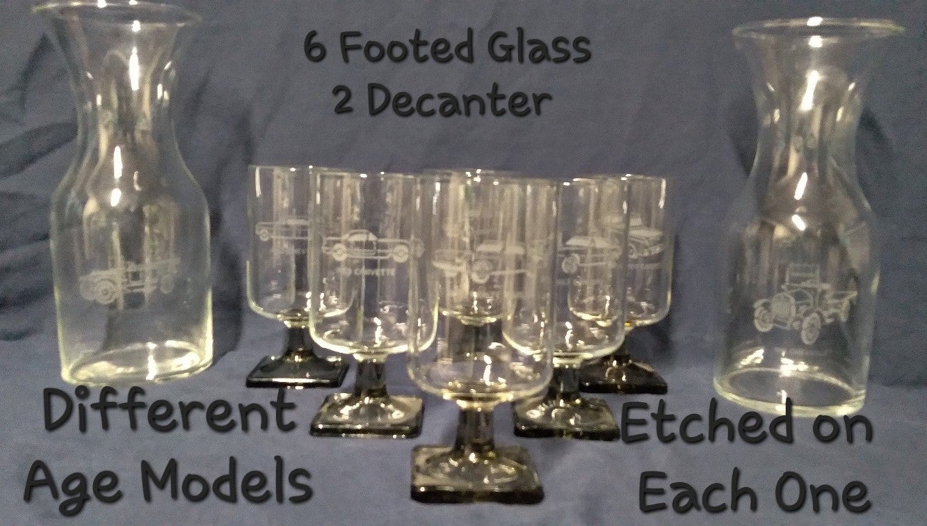 Vintage set Chevy Glasses & Decanter