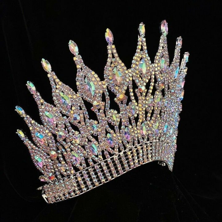 LIMITED NEW! Rhinestone Pageant Crystal Crown Tiara Drag Queen 6 inch USA SELLER