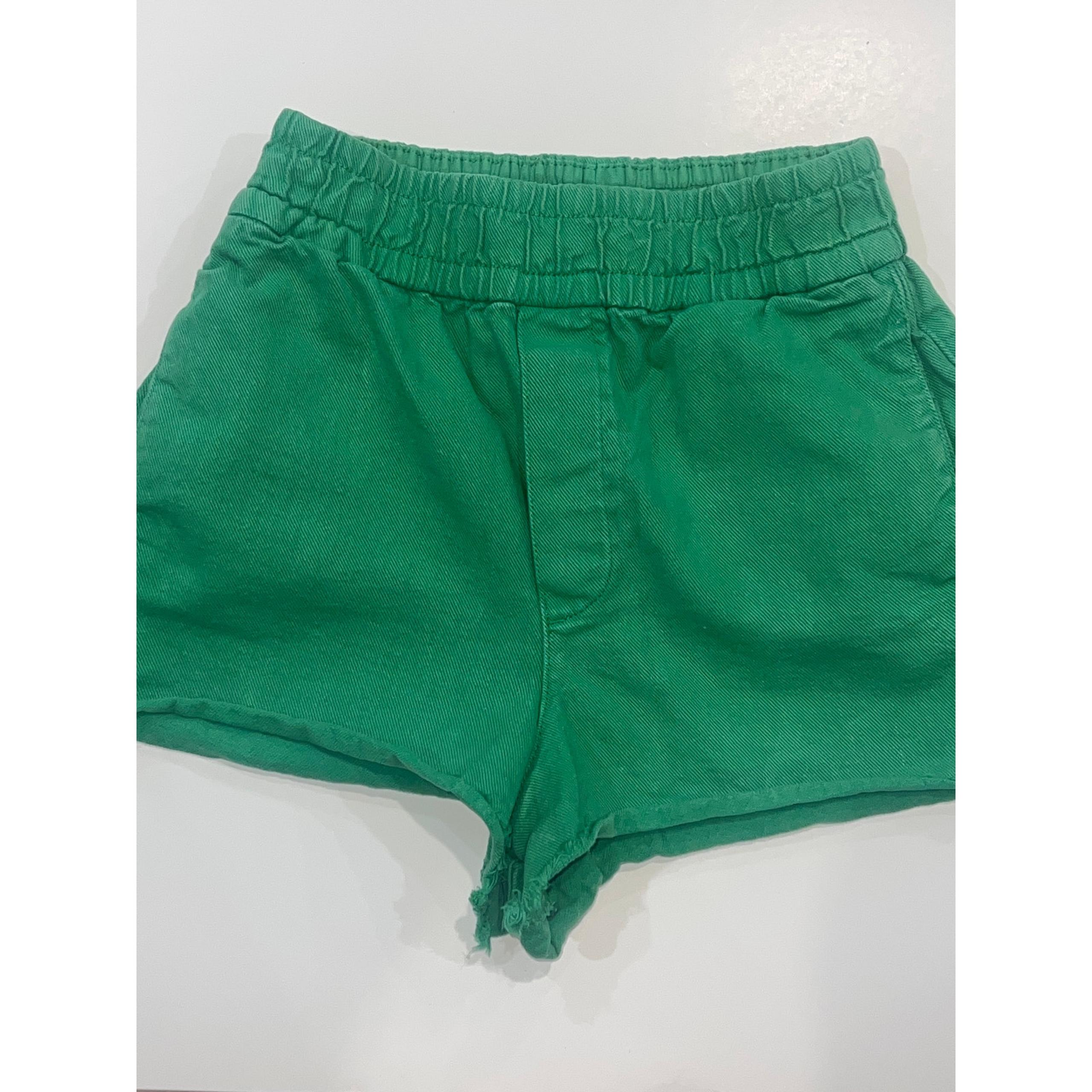 ZARA Women’s Green High-Waisted Distressed Denim Shorts – Size 2 sale!!