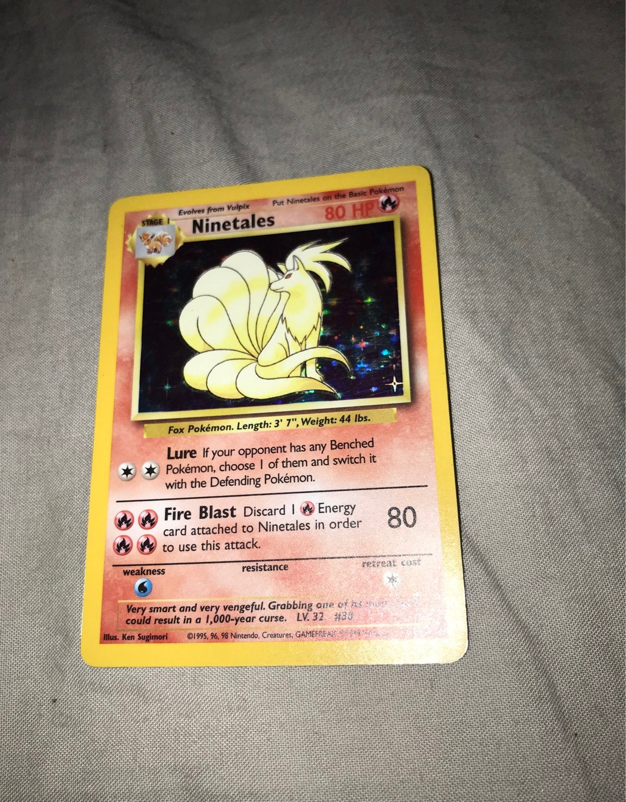 Ninetales vintage Pokemon Card rare holo #12/102