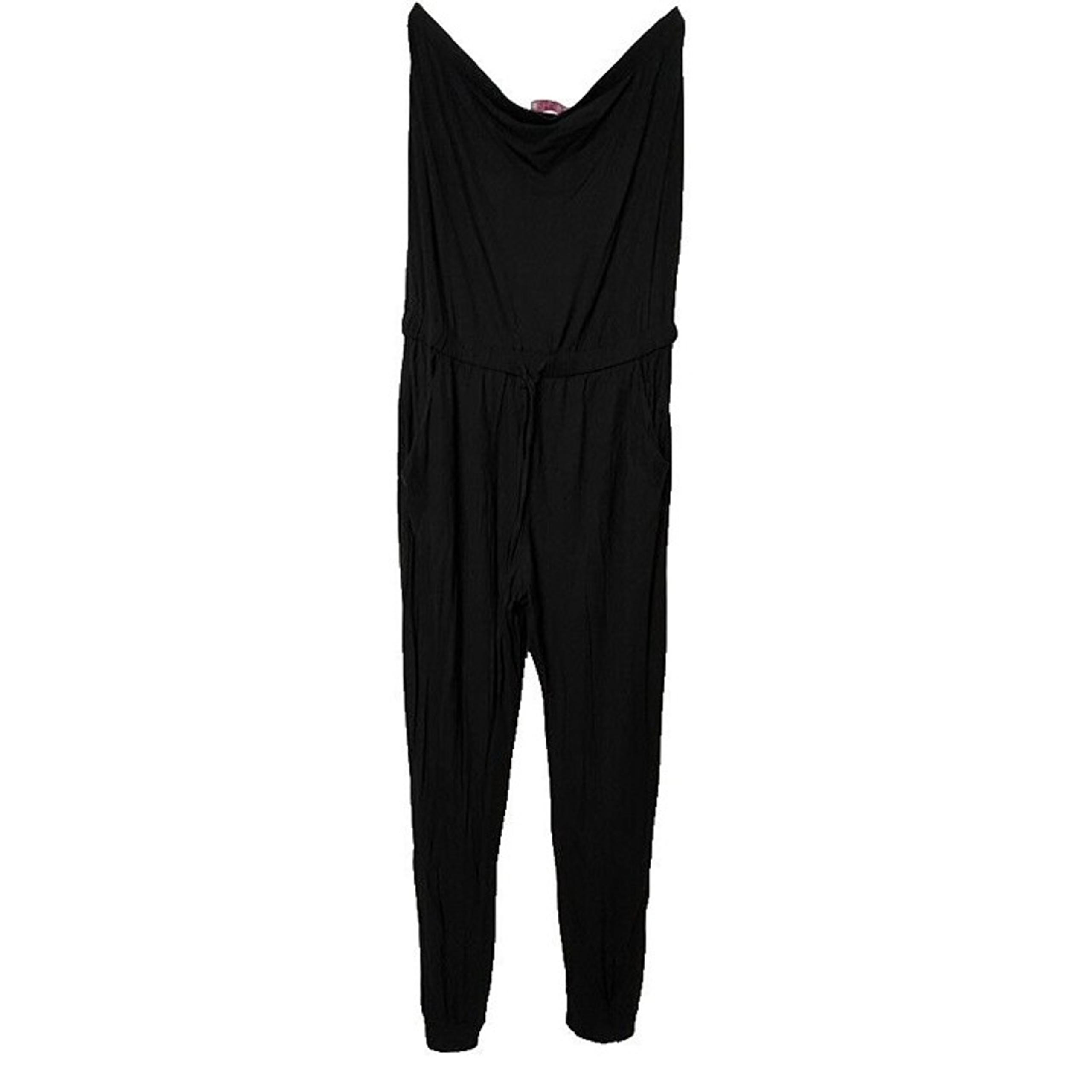 Pink Lily Jumpsuit Womens Medium Black Strapless Solid Knit Adjustable Waist
