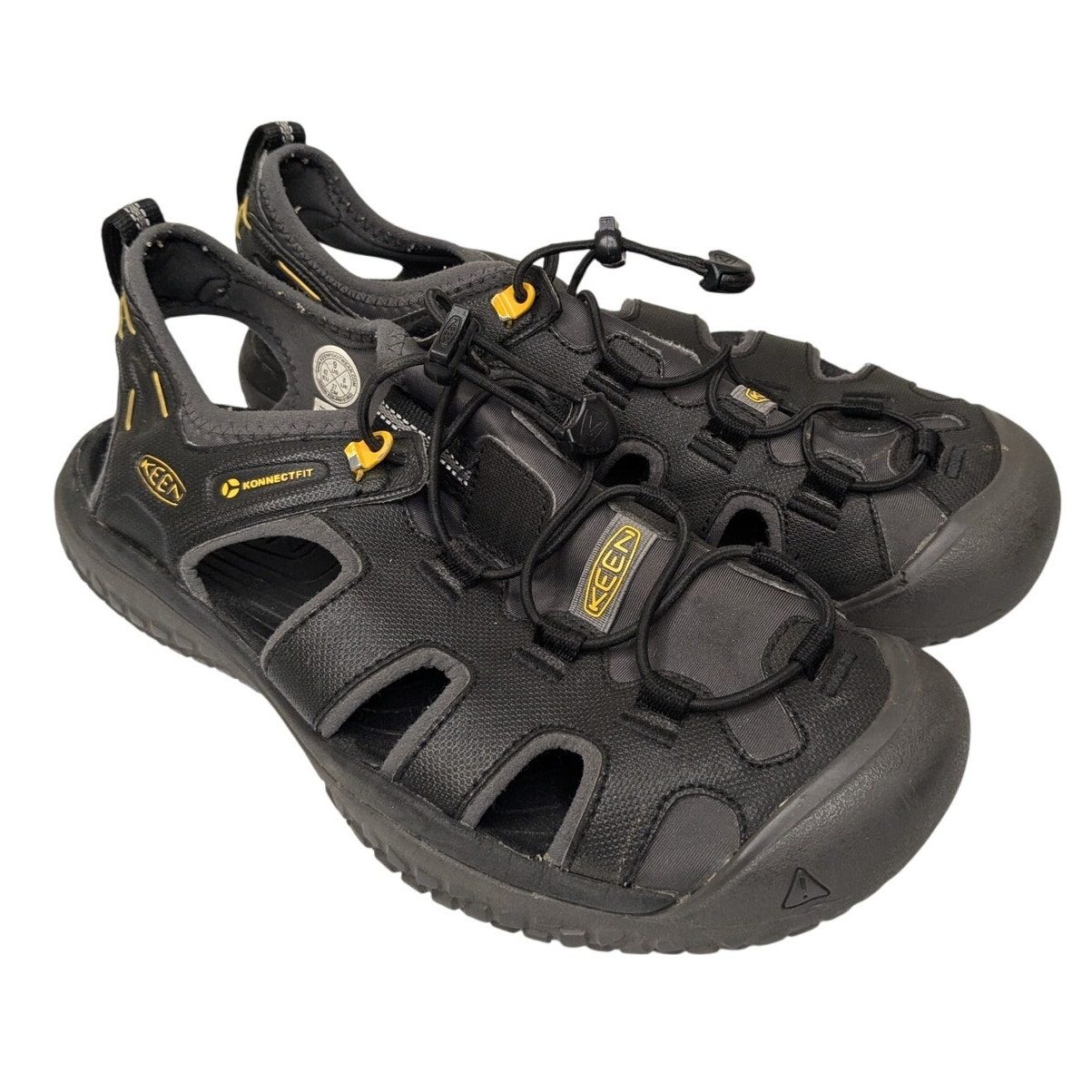 KEEN Men's Size 9 SOLR Fisherman Sandals Hiking Water Shoes Black Yellow