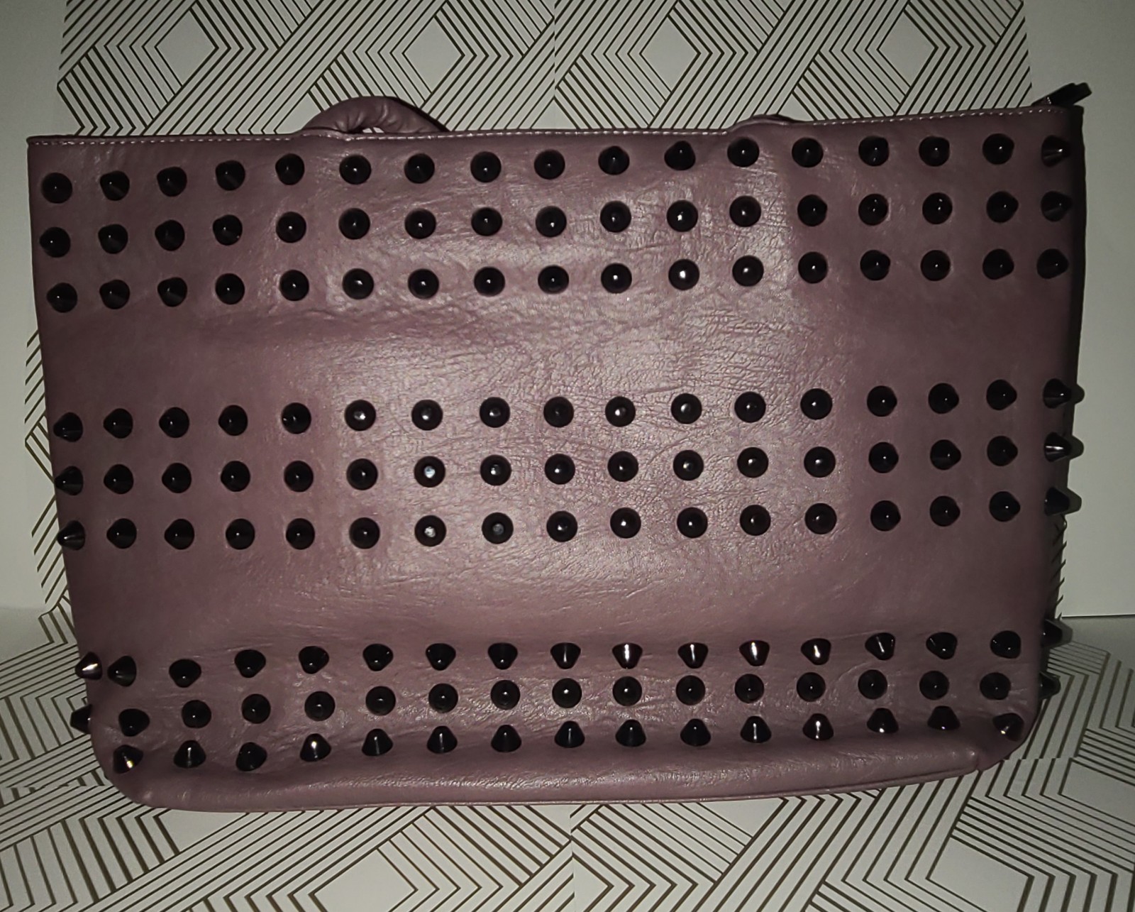 Metallic studded tote