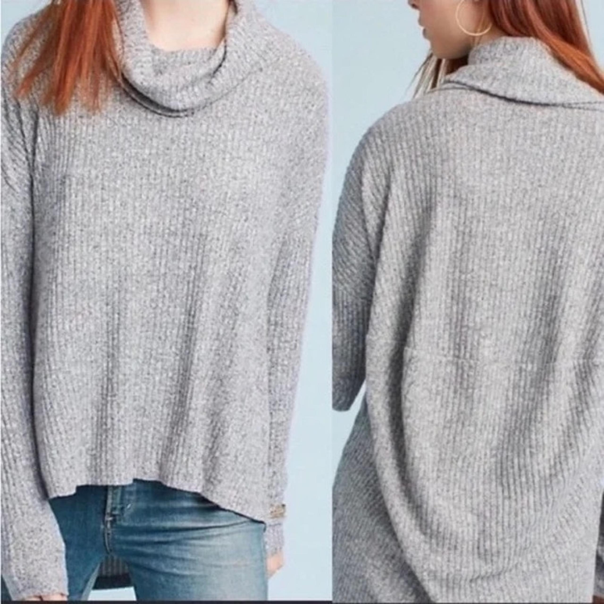 SATURDAY SUNDAY WOMEN'S ANTHROPOLOGIE GRAY  RIBBED COWL TOP SIZE XS/SMALL