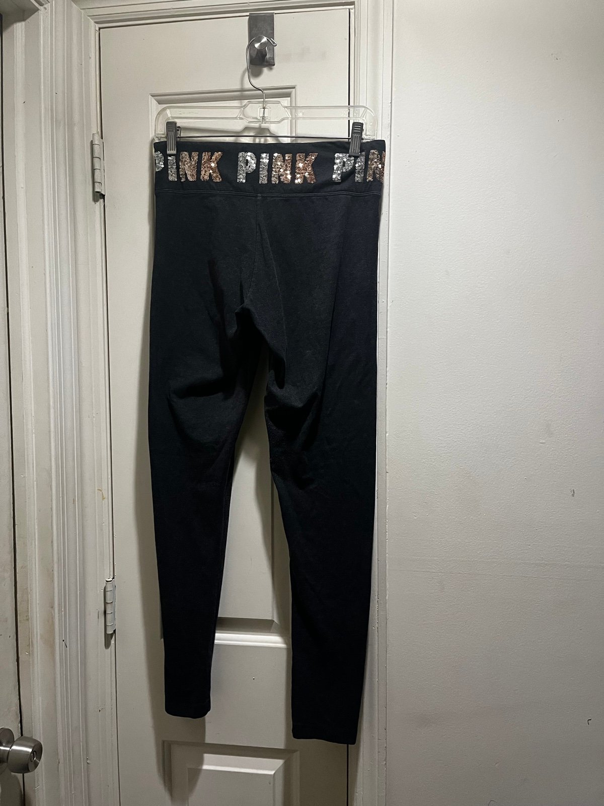 PINK VS Yoga leggings with rose gold and silver sequins