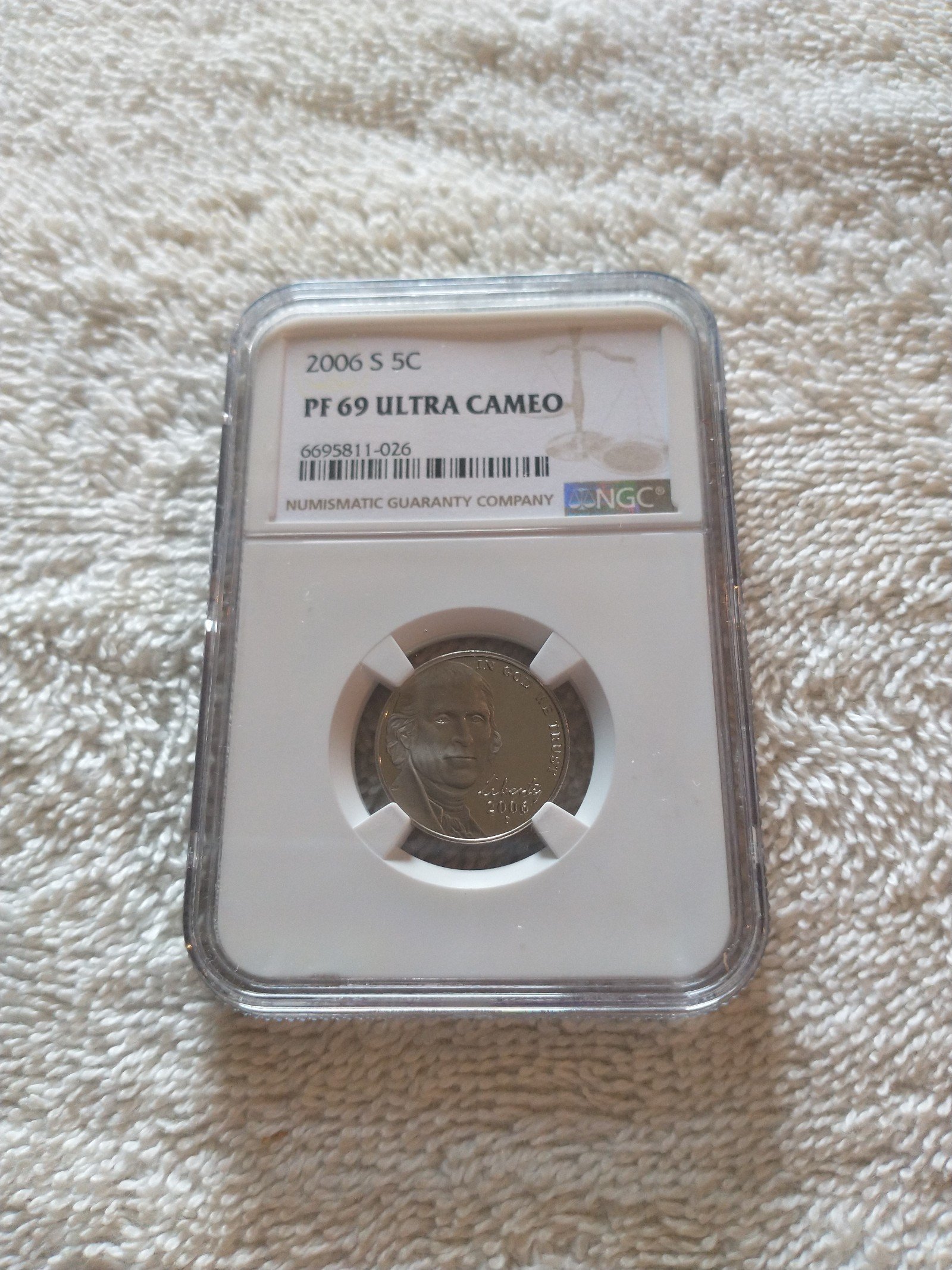 NGC 2006 s .05 nickel proof 69 ultra cameo holder number 026