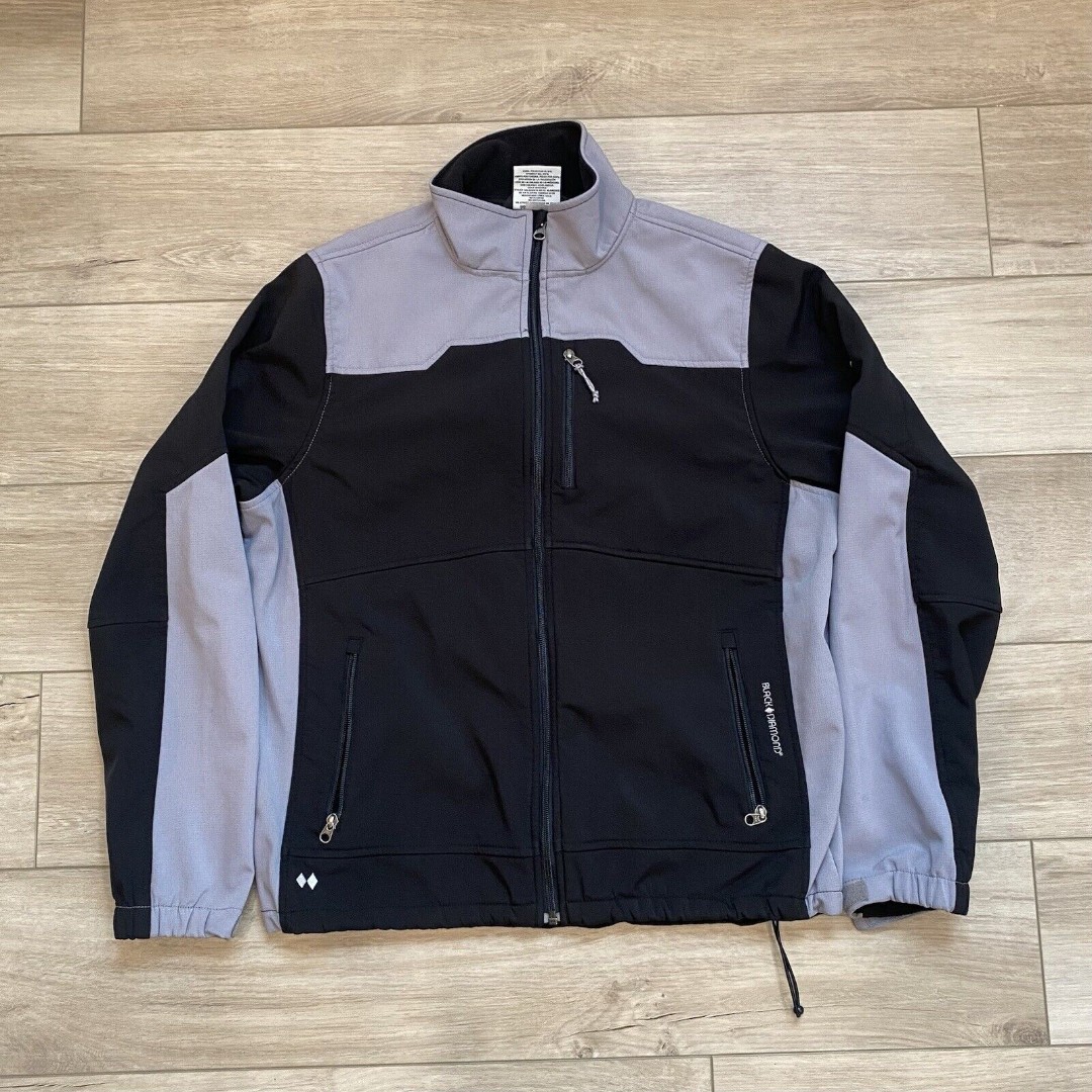 Black Diamond Jacket Mens L Black Soft Shell Full Zip Outdoor Hiking Logo