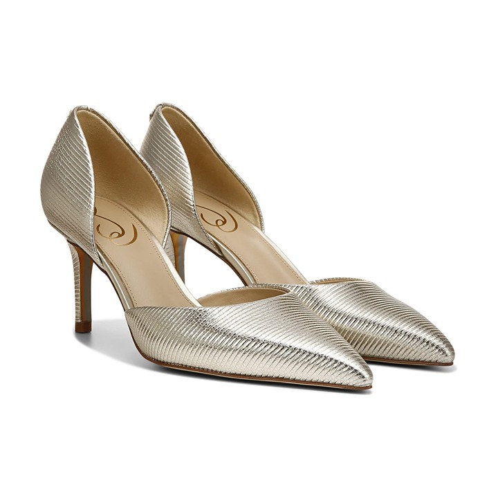 Sam Edleman VIV Metallic Gold Pointed-Toe DOrsay Style Heels Size 9
