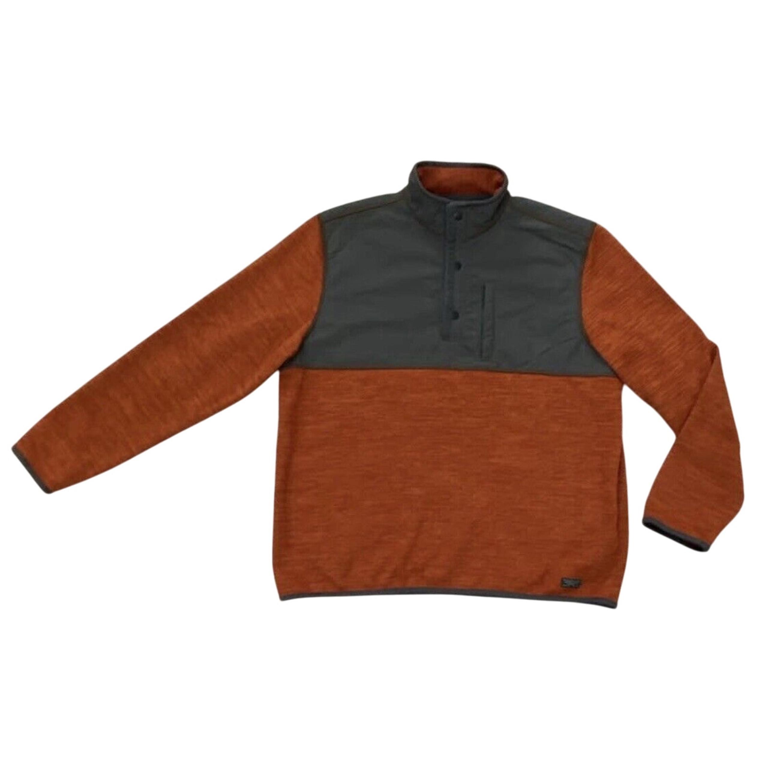 G.H. Bass & Co. Men’s 1/4 Snap Pullover Fleece Sweatshirt XL Tall Orange Gray