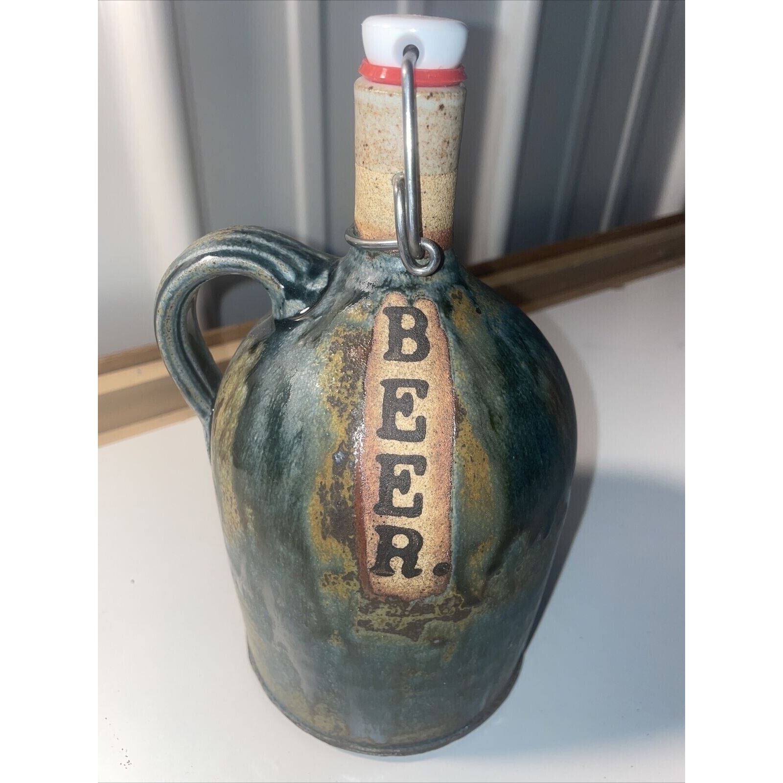 Hand Made Fired Clay 9” Beer Growler By Potter James Hand Signed