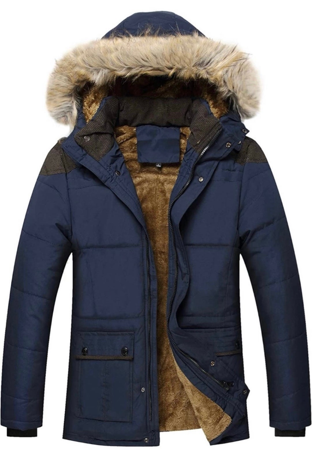 Keevoom Men's Winter Coat Warm Thicken Parka Jacket with Detachable Fur Hood