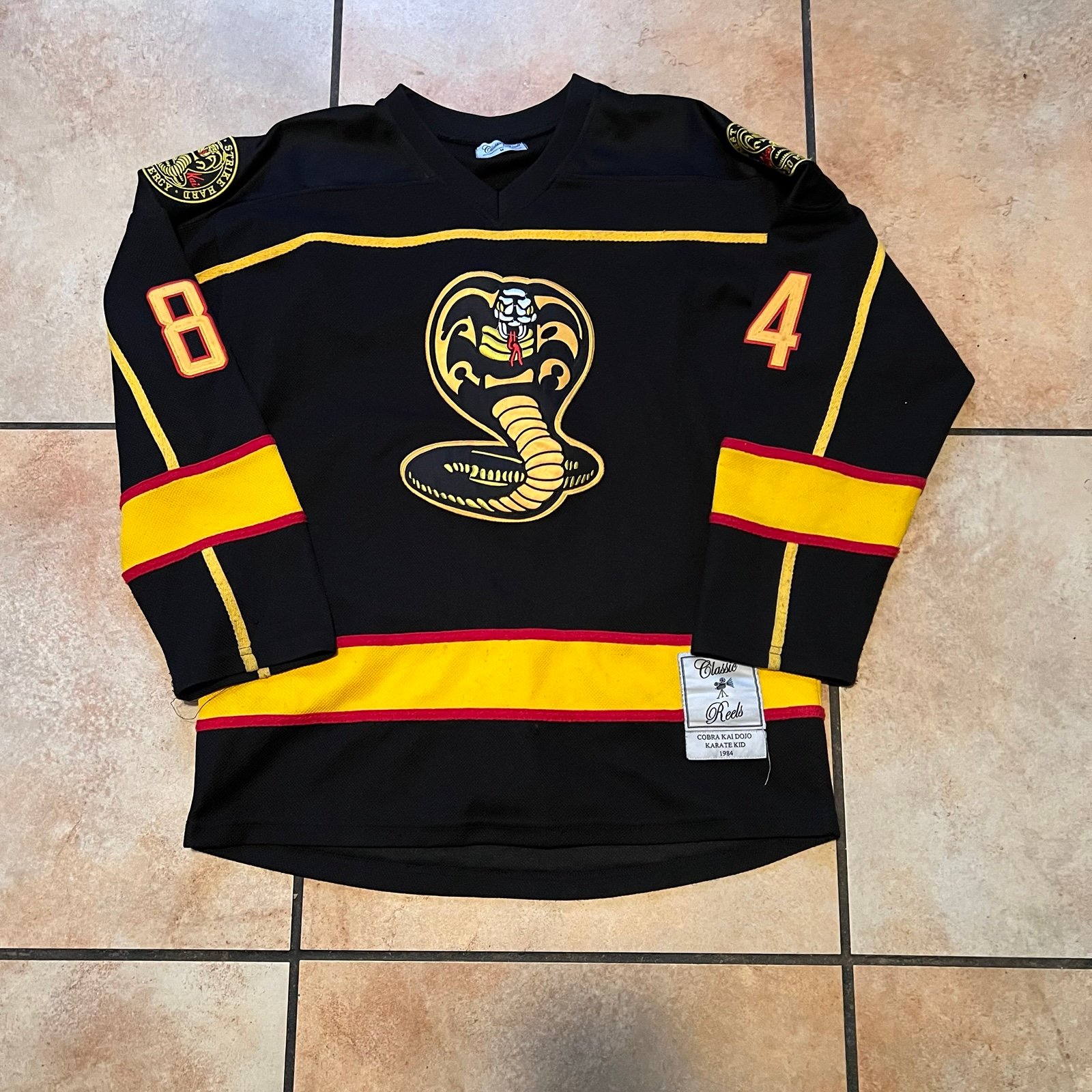 Kobra Kai Karate Kid 1984 Movie No Mercy Men’s Hockey Jersey Size Medium