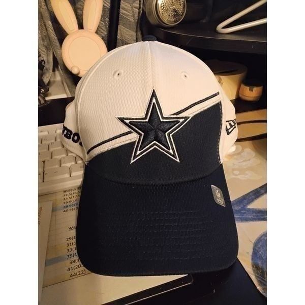 NWOT Size Lrg/XLrg Men's Dallas Cowboys New Era White/Navy Stretch Fit Hat