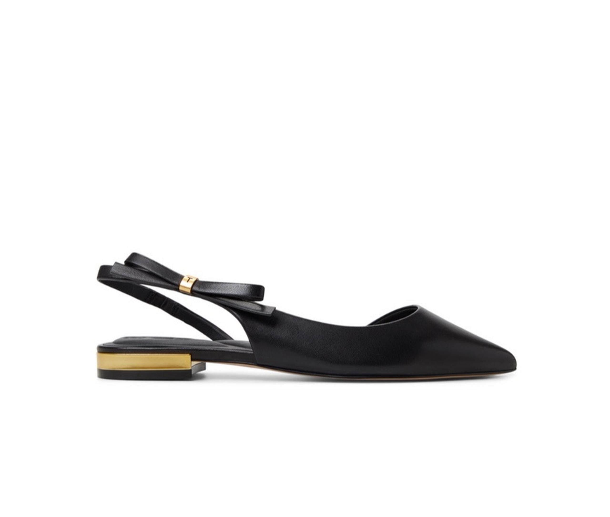 TED BAKER Jane Bow Detail Slingback Leather Ballet Flats Black Size 9