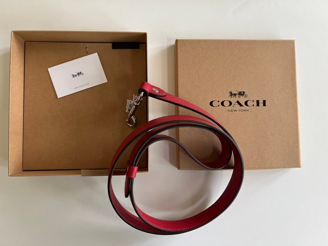 NEW Coach Large Pet Dog Leash Red Leather
