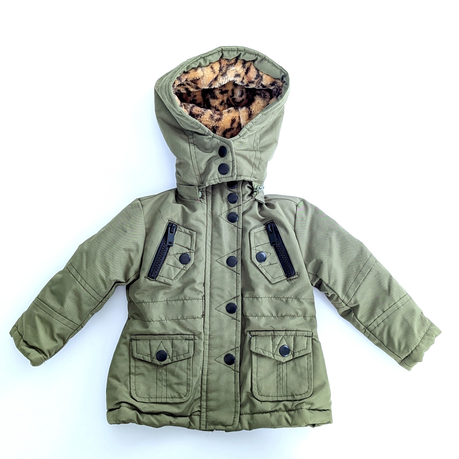 Urban Republic Baby Girls Heavyweight Ballistic Anorak Fur Jacket Sz 12 mos