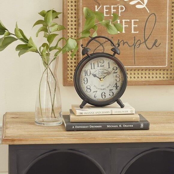 New Metal Clock with Bell Style Top, 6 x 3 x 9\ 