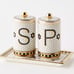 Anthropologie Bistro Tile Stoneware Salt Pepper Shaker Set 3 Pcs Mosaic New