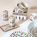 Anthropologie Bistro Tile Stoneware Salt Pepper Shaker Set 3 Pcs Mosaic New