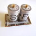 Anthropologie Bistro Tile Stoneware Salt Pepper Shaker Set 3 Pcs Mosaic New